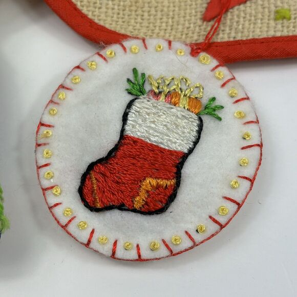 24 Handmade Primitive Country Style Christmas Ornament Crochet Stocking Cottage - Picture 7 of 16